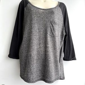 Divided Black Gray Linen Tee Shirt Size Large